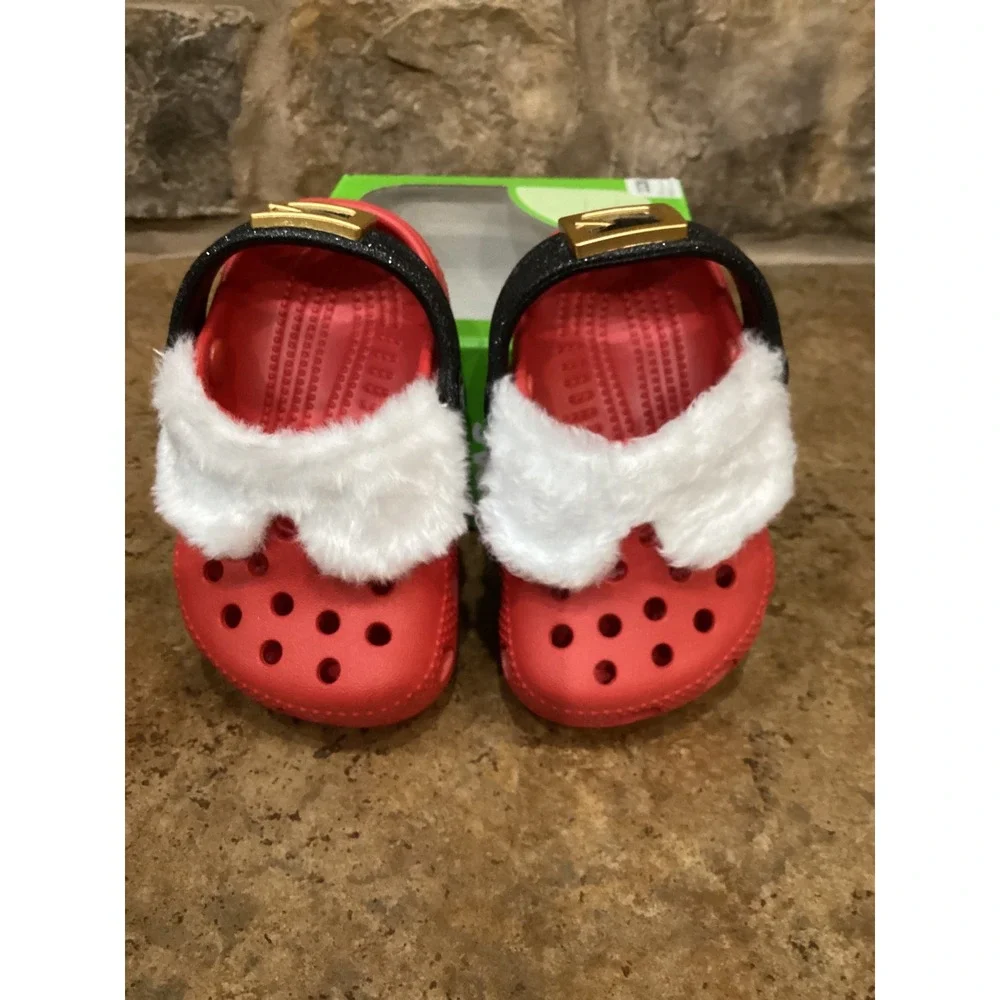 Crocs Littles Santa Baby Toddler Clogs Varsity Red Lined Size C2-3 New